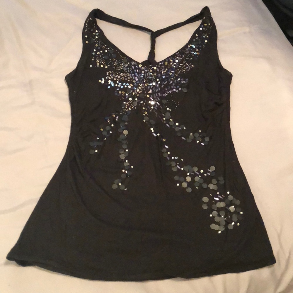 Black Beaded Racerback Tank